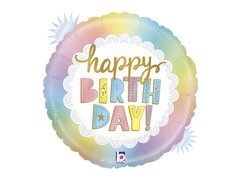 Boldog születésnapot irizáló fólialufi - 46 cm - 1 db.