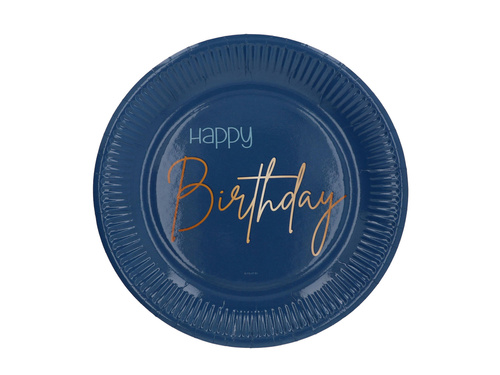 Születésnapi tányérok tengerészkék Happy Birthday - 23 cm - 8 db.