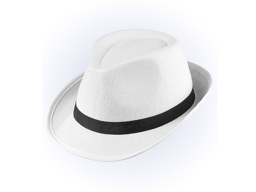 Gengszterkalap fehér, fekete csővel - 1 db.