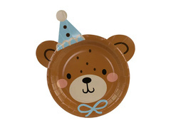 Mackófejes szülinapi papírtányér - 21 x 23 cm - 6 db.