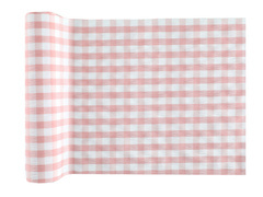 Rózsaszín kockás asztali futó dekoráció - 26 cm x 3 m - 1 db.