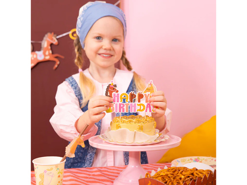 Boldog születésnapot lovak topper - 14 cm - 1 db.