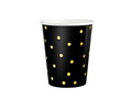 Csészék + szalvéták + papírtányérok fekete arany pöttyökkel - 22 db.