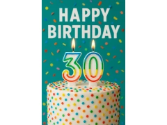 Számgyertyák színes szegéllyel 30-as számmal - 8,5 cm - 2 db.