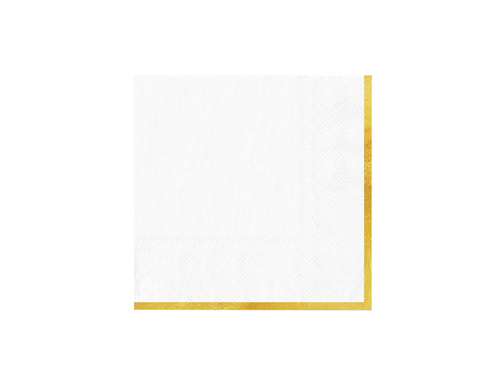 Csészék + szalvéták + papírtányérok fehér, arany peremmel - 22 db.