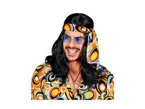 Fekete 70-es évek Disco Fever Hippie paróka. egy zenekarral