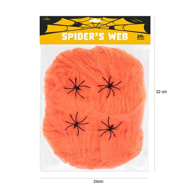 Narancssárga pókháló pókokkal Halloweenre - 200 g - 1 op.