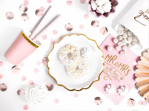 Fehér papírtányérok arany peremmel - 18 cm - 6 db.