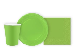 Pohár + szalvéta + papírtányér készlet világoszöld - 44 db.
