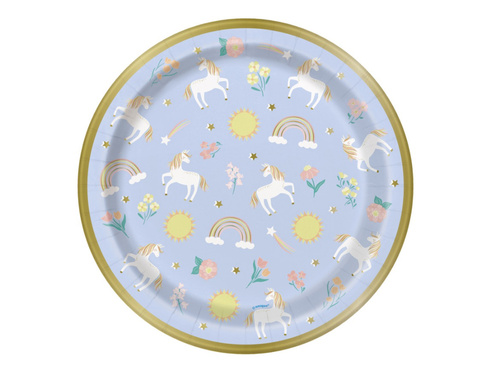 Egyszarvú születésnapi papírtányér - 23 cm - 8 db.