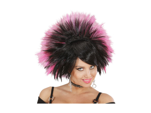 Rock Princess paróka fekete és rózsaszín