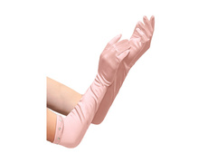 Hosszú rózsaszín szatén kesztyű - gyerekeknek