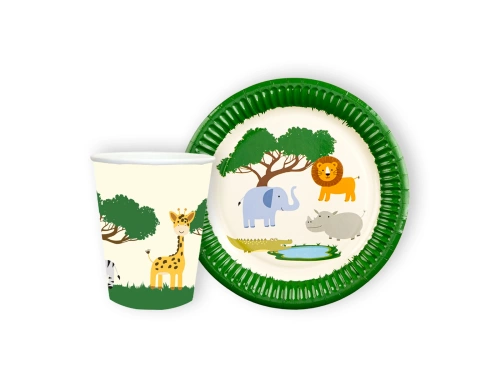 Pohár + papírtányér készlet Szafari állatok - 24 db.