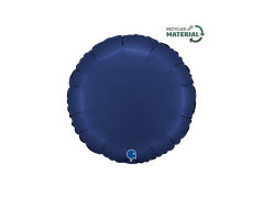 Kerek szatén kék fólialufi - 14" - 1 db.