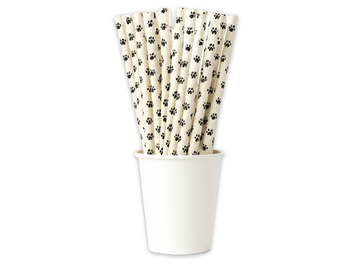 Születésnapi szívószál mancsok macskák kutyák - 19 cm - 25 db.