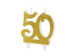 50. születésnapi gyertya arany csillogással - 1 db.