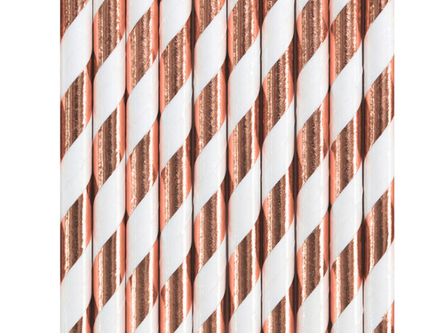 Fémezett csőszívószálak fehér és rózsaszín arany - 10 db.