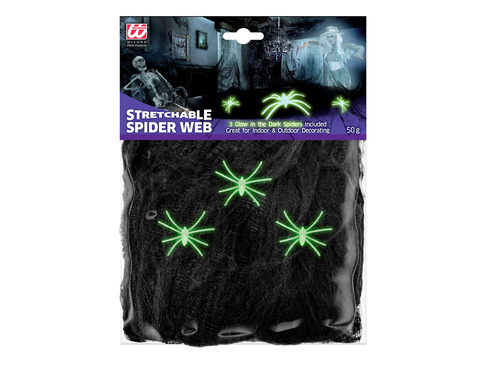 Fekete pókháló fluoreszkáló pókokkal - 1 op.