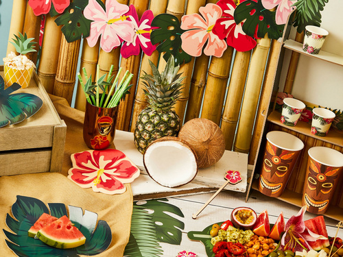 Trópusi levelek papírtányér -24cm x 20cm - 8 db.