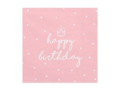 Boldog születésnapot rózsaszín szalvéták - 33 cm - 20 db.