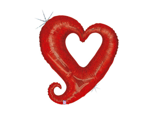 Piros szív fólia lufi Valentin-napra - 33" - 1 db.