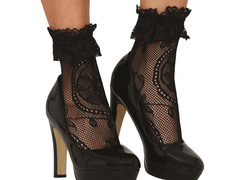 Fekete csipkés zokni fodrokkal