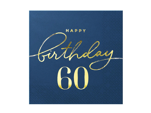 Hatvanadik születésnapi szalvéta tengerészkék - 33 cm - 10 db.