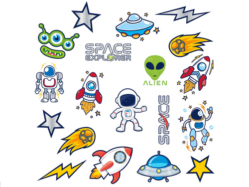 Kozmosz mosható tetoválás - 19 db.