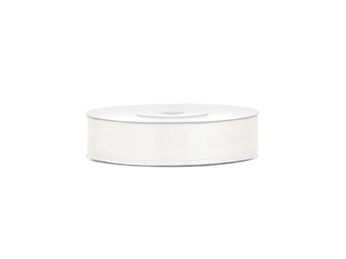 Szatén szalag, világos krém, 12 mm / 25 m, 1 db.