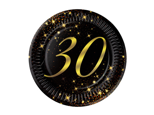Szikrázó 30. születésnapi papírpoharak + tányérok készlet - 24 db