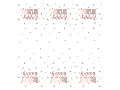 Rózsaszín arany Happy Birthday terítő - 137 x 213 cm - 1 db.
