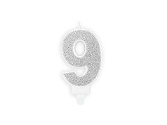Számgyertya csillámmal - 9 - 1 db.
