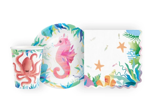 Csészék + szalvéták + papírtányérok Ocean - 22 db.