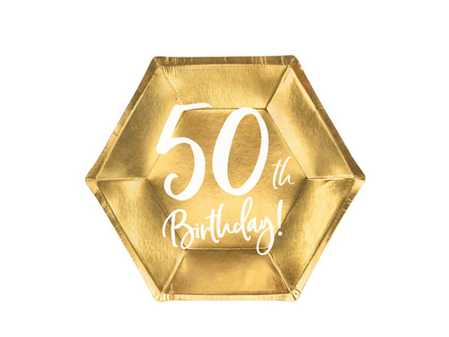50. születésnapi arany papírpoharak + tányérok készlet! - 12db.