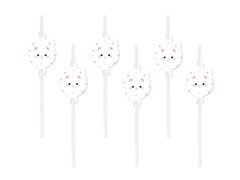 Édes cica születésnapi szívószálak - 6 db.