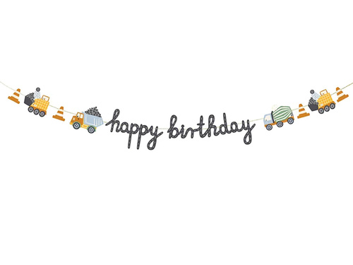 Boldog születésnapot papír banner Építés - 1 db.