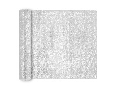 Flitteres asztali futó dekoráció - ezüst - 28 cm x 2 m - 1 db.