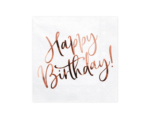 Boldog születésnapot szalvéta rózsaszín arany - 33 cm - 20 db.