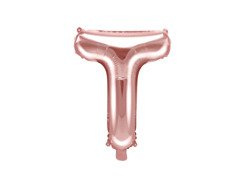 Fólia lufi "T" betű rózsaszín és arany - 35 cm