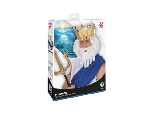 Fehér göndör paróka szakállal