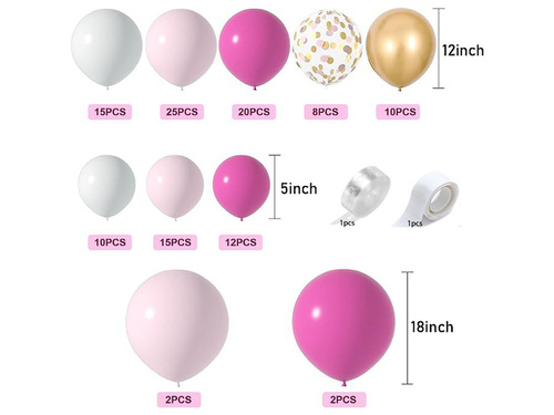 Léggömb girland léggömb készlet fehér és rózsaszín - 107 db.