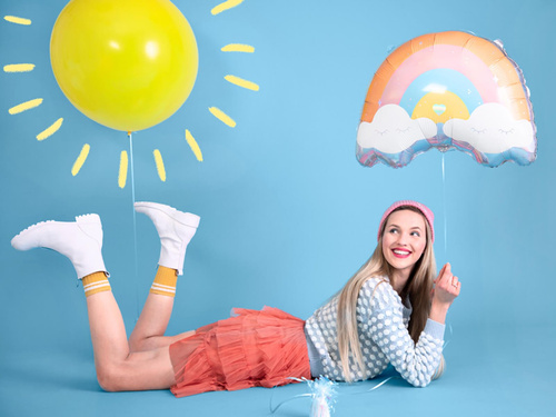 Pasztell szivárványos fólialufi - 55 x 40 cm - 1 db.