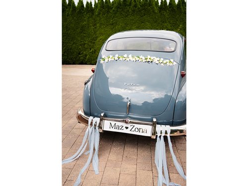 Karton rendszámtábla fehér Husband & Wife - 59 x 11,5 cm - 1 db.