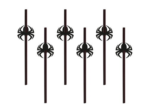 Halloween pókos szívószálak - 6 db.