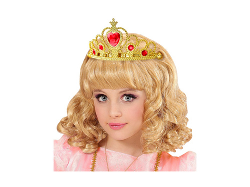 Arany tiara piros ékszerekkel