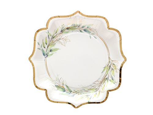 Zöld leveles papírtányér - 21 cm - 10 db.