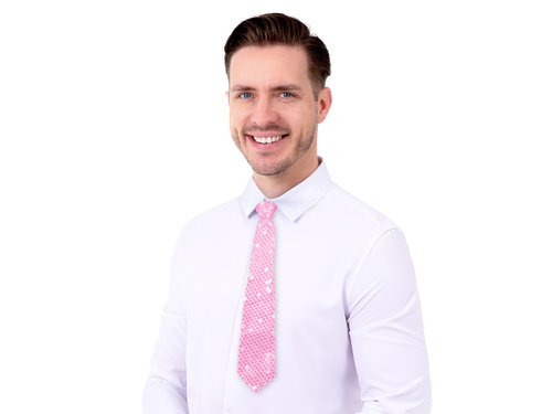 Flitteres nyakkendő - világos rózsaszín - 36 cm - 1 db.