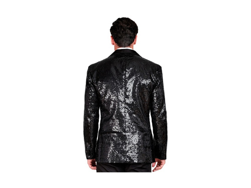 Party Fashion fekete flitteres blézer szatén gallérral és zsebekkel