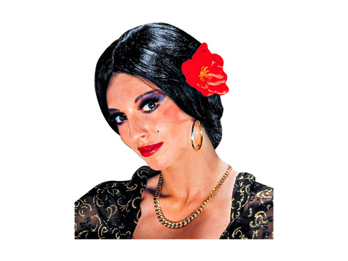 Carmen fekete paróka virággal