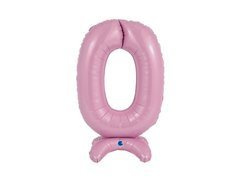 Fólia lufi álló szám 0 pasztell rózsaszín - 64 cm - 1 db.